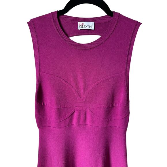 RED Valentino Fuchsia Knit Mini Sleeveless Dress Size XS Designer MadeinItaly - Picture 3 of 9